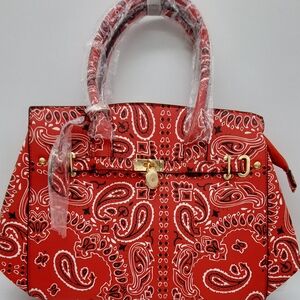 Elegant Red Paisley, Bandana Inspired, Shoulder Bag